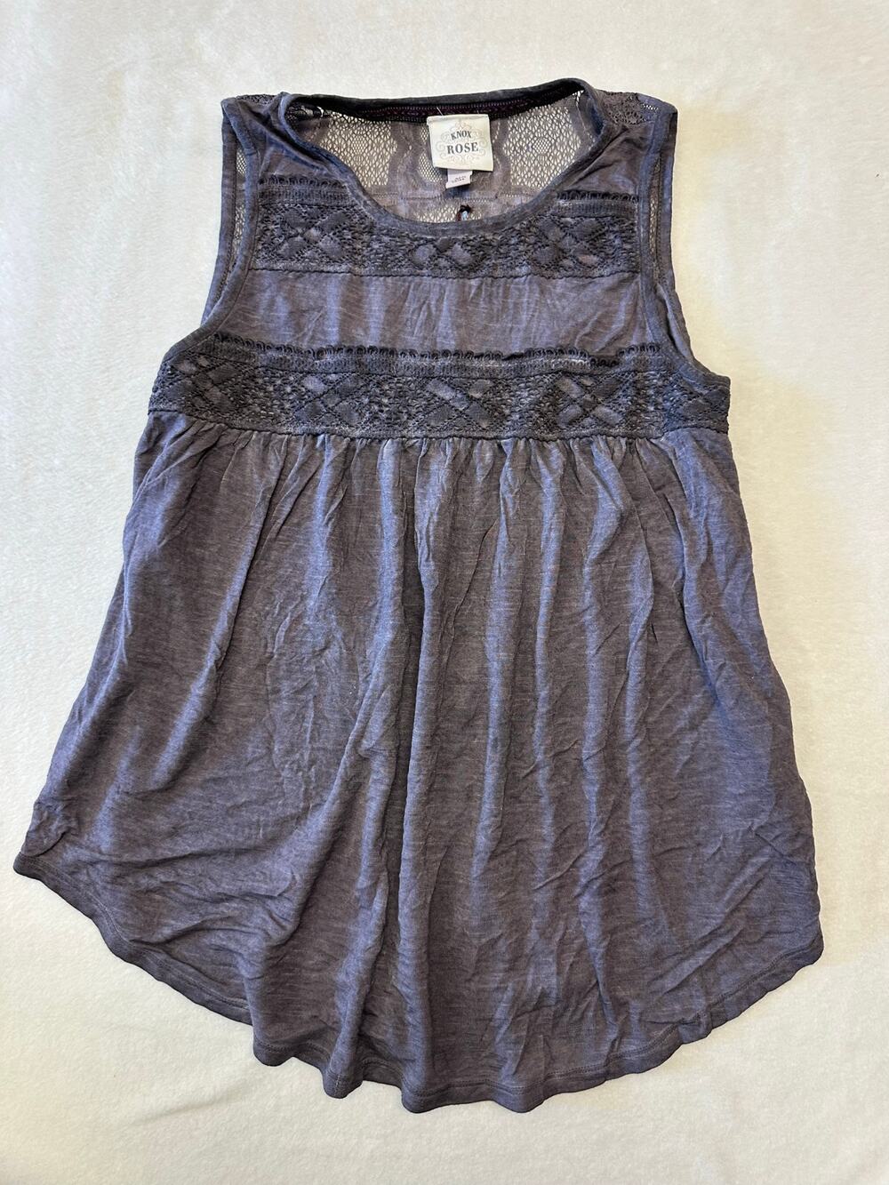 NWT* Knox Rose Lace Yoke Sleeveless Boho Blouse Size XS